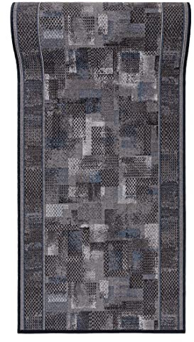 Mazovia Läufer Flur 67x275cm Schwarz Anthrazit Klassisch 90er-Retro Weich