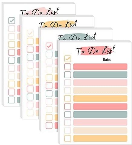 4 Packs to Do List Notepad, 200 Sheets Daily to Do List Sticky Notes 4x6Inches Memo Pad Pastel Candy Color Portable Planner for Coworkers Funny Office Gifts