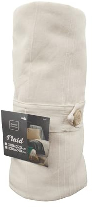 Douceur d'Intérieur, Plaid (220 x 240 cm) Lucile Naturel, Polycoton Uni