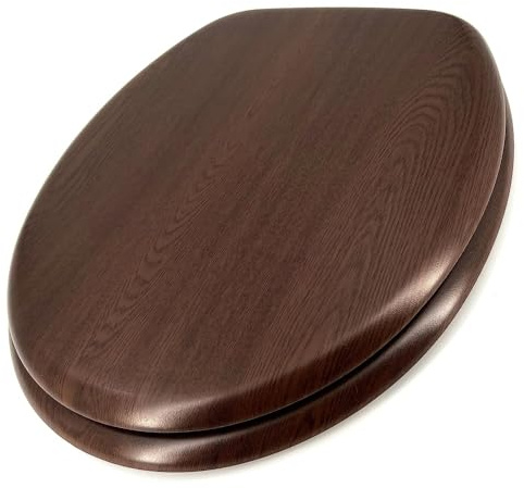 Schläfer 4638125 | Sedile Copriwater Universale Colorato per Bagno Coprivaso Tavoletta Copri Wc Weser in Legno Wenge, Cerniere Regolabili in Ottone Cromato