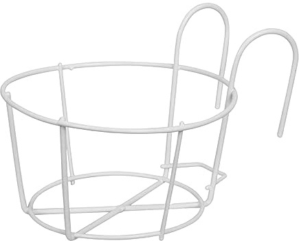 F Fityle Garde-Corps jardinières Porte-Pot de Fleur Ronde clôture étagère conteneur Fer Art paniers Suspendus Fer Art Support pour extérieur Balcon Pont Porche, Blanc 20cm