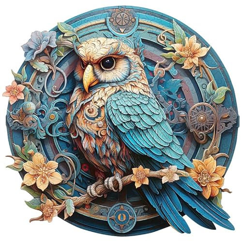 KAAYEE Holzpuzzle, Holzpuzzle Erwachsene, Unregelmäßige Einzigartige Form Puzzleteile, Holzpuzzle Tierform, Holz Puzzle Mit Geschenkbox Aus Holz (Eule, 1000 Teile)