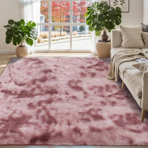 ISMOL Tapis Doux et Moelleux pour Salon, Chambre à Coucher, Bureau - Décoratif pour Extérieur, Couloir - Moderne à Poils Longs (Rose Couplé, 60 x 120 cm)