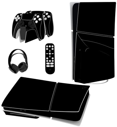 playvital Vinilo Adhesivo para ps5 Slim Edición Disc | Cobertura Completa, Protección Contra Arañazos, Fácil Aplicación, Sin Residuos, Ajuste Preciso, Negro