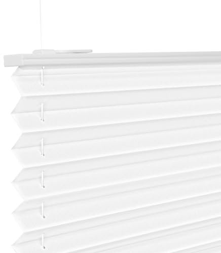 Plissee ohne Bohren Weiß 70x200cm Plissee Klemmfix Version Plisseerollo Sichtschutz und Sonnenschutz Blickdicht Easyfix lichtdurchlässig Rollo für Fenster & Tür