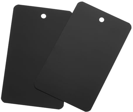 QUARKZMAN 100 Stück Blanke Versandanhänger wasserdichte, 9x5cm PVC Blanko Kunststoffanhänger Rechteckig für Namensetiketten Kleidung Geschenkverpackung Ösenanhänger, Schwarz