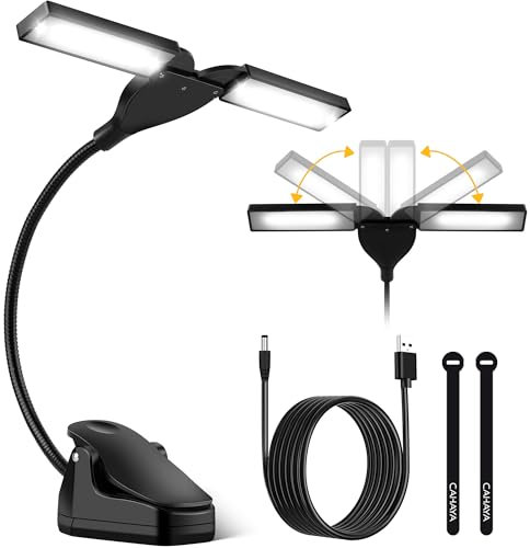 CAHAYA Led Notenpultleuchte mit Touch-Taste Buchlampe: 28LEDs Leselampe Buch Klemme, Klemmleuchte 3 Farbtemperatur Modi, 360°Drehbarer Schwanenhals, USB-Ladung oder Batterie(Keine Batterie) CY00371-1