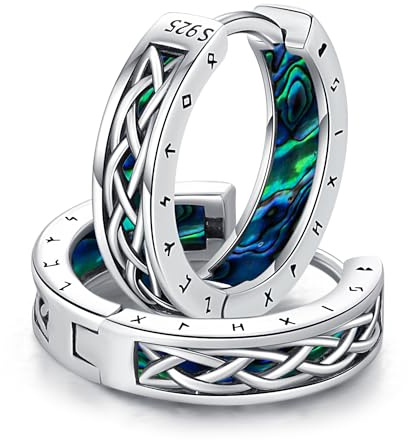Wikinger Ohrringe 925 Sterling Silber Creolen Runen Geschenke Herren Damen