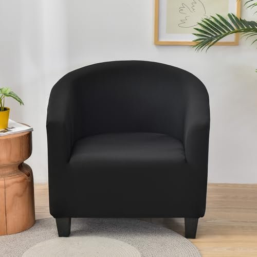 JUNLEBUYI Sesselschoner Elastisch Sesselüberwurf, Spandex Stretch Club Chair Sesselhusse Universal Sofabezug Für Einzelsofa, Cocktailsessel, Clubsessel (Schwarz)