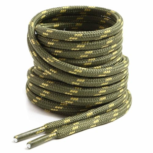 VSUDO 4mm Round Boot Laces, Two Tone Mixed Color Heavy Duty Work Boot Laces | Men Women Replacement Shoe Laces, Polyester, Stay Tied, For Work Walking Hiking Outdoor Tactical Military Motorcycle Boots