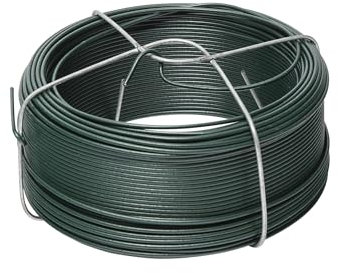 WERKA PRO Fil de Fer plastifié Vert avec Support, Bobine de 50 m, Section 1,2 x 1,6 mm, Parfait pour Fixation, Attache ou clôture au Jardin, offrant durabilité et flexibilité