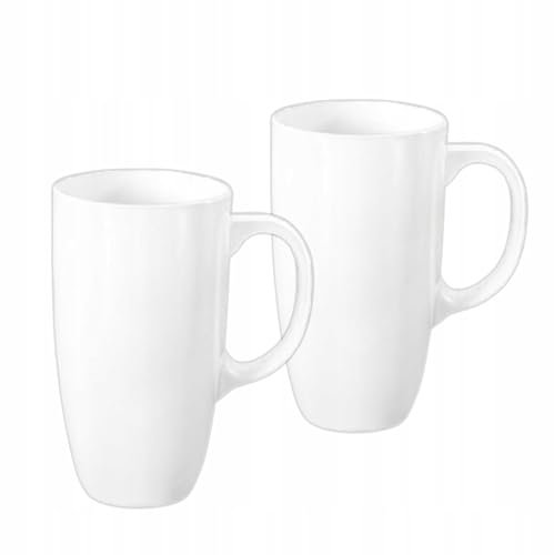 Wilmax - Tazze da tè e tazze da caffè - Set da 2-630 ml - Tazza da caffè in porcellana - Set per tè, caffè, cappuccino - porcellana - Bianco