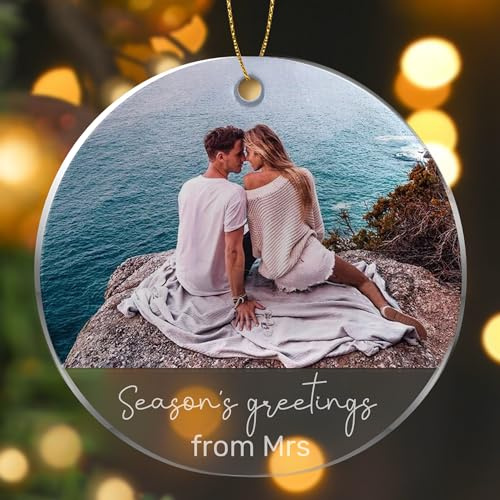 Rainsar Personalisierte Weihnachtskugeln, Christbaumschmuck Personalisiert, Individuelles Foto Ornament Namen, 2025 Weihnachtsanhänger für Familie Freundin Freunde