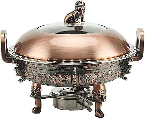 XDAWQP 3L Chafing Dish Stainless Steel Round Chafer Warmers Complete Set W/Food Pans Aluminum Stand Visible Pot Lid and Fuel Holders for Weddings Buffet Parties