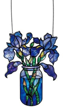 Xuoxeji Iris Window Hanging Acrylic Panel - Stained Glass Art for Living Room Wall Home Decor