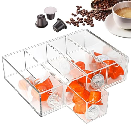 Liqzirtu Soporte acrílico para cápsulas de café - Cápsulas , Cajones apilables para cápsulas de café | Organizador de estación de café, Caja de mostrador, y transparente, Cajones de almacenamiento a
