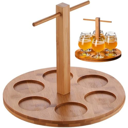 Bandeja Para Servir Vasos De Cerveza, Degustación De Madera, 6 Ranuras, Bandeja Para Servir Muestras De Vuelos De Cerveza, Juego De Servicio De Vidrio, Bandeja Para Servir Cerveza, Accesorio Para