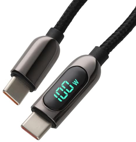 kenable USB-C to USB-C 1m Cable, 100W Fast Charging, LED Power Display, 1m Braided, 22AWG