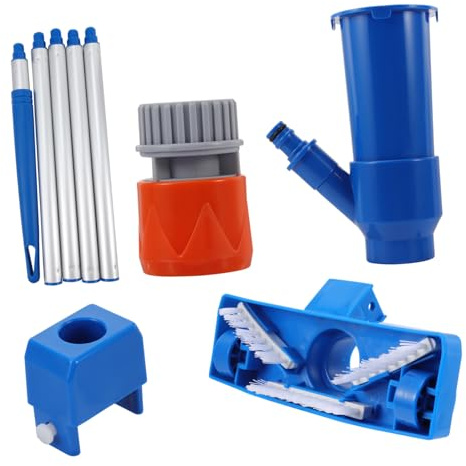 Mikikit 1 Juego Herramientas de Limpieza de Piscina Kit de Aspiración por Vacío con Cepillo de Limpieza y Cabezal Desmontable Prácticos para