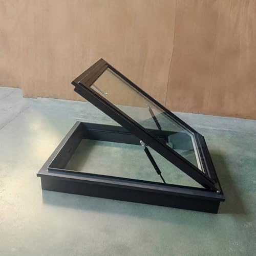 TELCIM Skylights Roof Windows,Hand Skylight,Egress Roof Window,Aluminium Alloy,Underground Lighting Well Window With Tempered Glass,For Attic/Sun Room/Basement(58 * 78cm/22.8 * 30.7in)