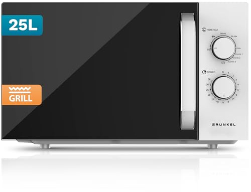 Microondas con Grill de 25 Litros, 850W +1000W Grill, 5 Niveles de Potencia, 3 Modos Combinados, Temporizador 30 min