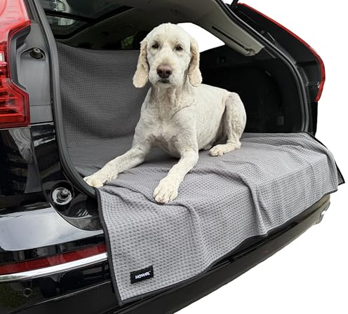 HOWEL Dog Towel Blanket for Drying Dogs and Cover for Car Back Seat, XLarge 71 x 59, Ultra Quick Dry and Absorbent Microfiber, Light Weight, Machine Washable, Soaks Over 1.5L, Grey, Beach to Boot