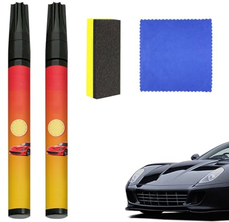 2 Car Magic Pen, mit Schwamm und Lappen, Stück Autokratzerreparaturstift Wird, Schnell trocknende Kratzerentferner Stift mit wasserfester Formel