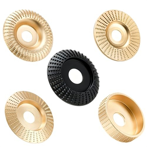 Disco de fresado para amoladora angular de madera, 115/125 mm, con disco abrasivo de madera de 7/8 pulgadas (22 mm), discos abrasivos para moldear, lijar y cortar (5 unidades de oro y negro)