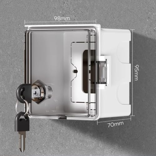 Waterproof Outdoor Socket Box with Lock 86 Type for Electric Vehicle Charging Secure Anti Theft Cover Weather Resistant Safe Electrical Socket Enclosure for Outdoor Use (Transparent)