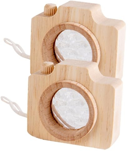 HOOTNEE Caleidoscopio para 2 Piezas Cámara de Juguete Miniatura de Madera Natural con Lente Poligonal Efecto Prismático Educativo Creativo para Decoración y Juego Infantil