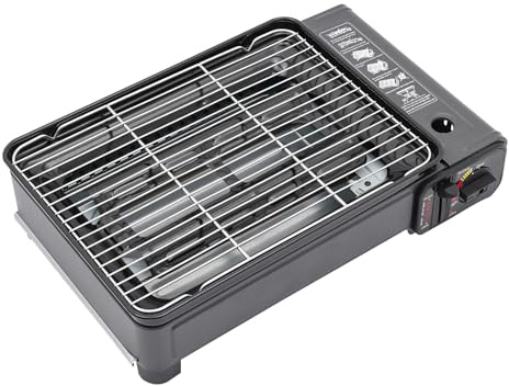 Kompakt gasgrill dual fuel-bordsgrill för butan och LPG, svart