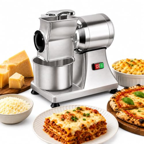 MASTLOUFUL 550W Commercial Electric Cheese Grater, Countertop Cheese Crumbler with Easy Clean Hopper, Safety Handle, for Restaurant, Bakery and Deli Kitchen Prep
