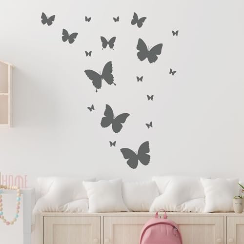 GRAZDesign Wandtattoo Schmetterlinge Set in vielen Großen für Kinderzimmer, Babyzimmer, Wohnzimmer, Wanddekoration selbstklebend 58x57cm 84 Stück, 055 mint