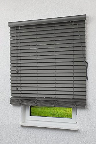 LYSEL Qualitätsjalousie Holzoptik 50mm in Schiefergrau in den Maßen (B x H) 120cm * 175cm