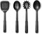 OXO Good Grips Juego de Utensilios de Nylon de 4 Piezas, Juego de Utensilios de Cocina con Cuchara, Cuchara Ranurada, Espátula Cuadrada y Cuchara para Espaguetis, Antiadherentes, Resistente al Calor