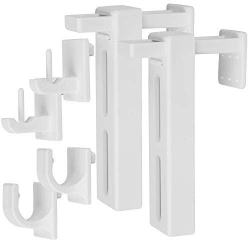 Bestlivings 2er Pack Klemmträger Set Universal (Weiß) zur Befestigung von Gardinenstangen, Gardinen, Vorhänge/inkl. und Montageanleitung zur problemlosen Anbringung