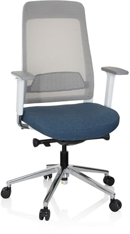 hjh OFFICE 790001 Profi Bürostuhl CHIARO T2 Stoff Blau/Grau ergonomischer Drehstuhl, Sitzhöhe & -Tiefe verstellbar, Netzrücken