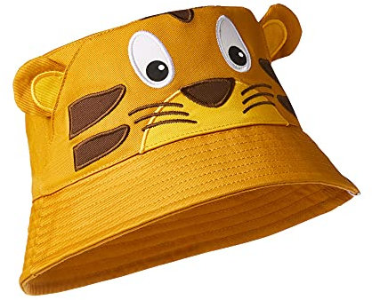 Affenzahn Buckethead Kinder Sonnenhut Unisex Tiger gelb, Bio-Baumwolle, Größe: S, Kopfumfang: 50-52 cm, AFZ-BHS-001-001