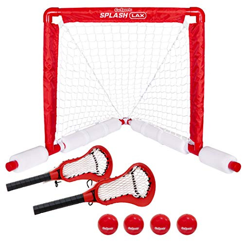GoSports Jeu de Crosse Flottant pour Piscine – Comprend Un But de Crosse de Piscine, 2 bâtons de Crosse d'eau et 4 balles en Caoutchouc Souple