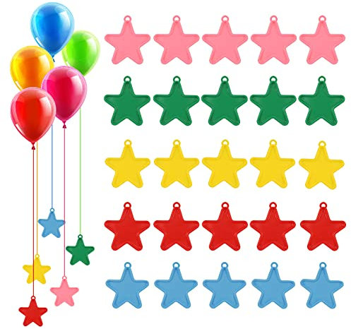 Auidy_6TXD Lot de 25 poids pour ballons, en forme d'étoile, lestés multicolores, en plastique, pour mariage, enfants, fêtes, anniversaires