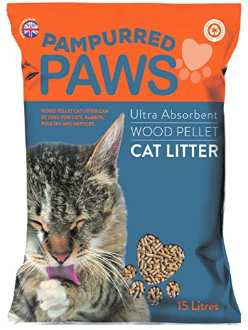 Pampurred Paws Premium Eco Friendly Natural Wood Pellet Cat Litter