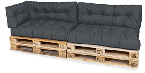 TexDeko® Garden Palettenkissen 120x80x18cm wasserabweisend UV - beständig In- & Outdoor Premium Sitzkissen gesteppt Palettenauflage für Europaletten (5-TLG Set, Anthrazit)