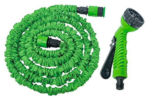 Tubo da Giardino Estensibile 2,5-7,5M, Tubo Estensibile con Pistola Professionale, Tubo Telescopico da Giardino 7 Livelli di Getti, Avvolgitubo Allungabile e Retraibile, Antiscoppio, Salvaspazio