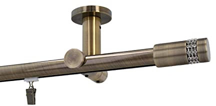 Sento Gardinenstange Innenlauf 19mm 1-läufig Deckenmontage Messing Antik 400 cm Mirona