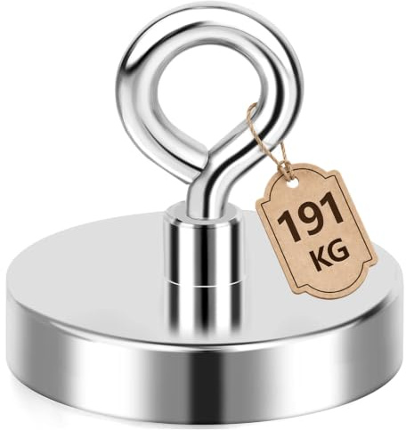 FINDMAG Neodym Magnete Extra Stark 60mm, 231kg Zugkraft Magnet mit Öse | Magnet extra stark mit Öse für Garage, Werkstatt, Lager, Fluss, See und Rasen, starke Magnete zur Bergung von Metallteilen