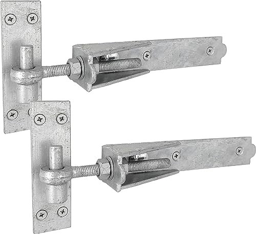 IRONTITE® Cerniere regolabili per cancelli in legno, resistenti, 250 mm, gancio e fascia per cancelli in legno, cerniere zincate a gancio e fascia con fissaggi inclusi. (zincate)