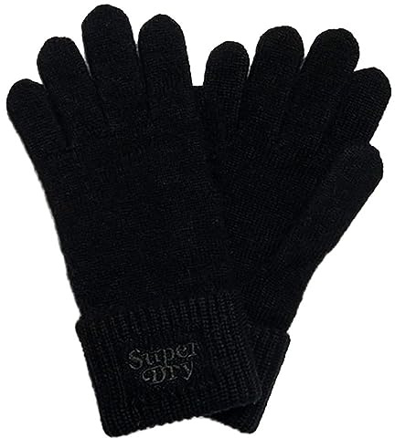 Superdry Damen Gerippte Strickhandschuhe Schwarz 1SIZE