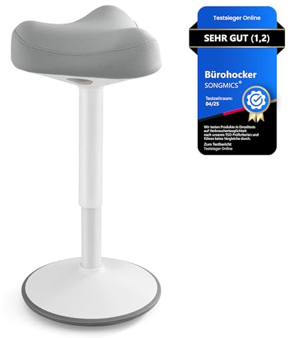 SONGMICS pall, pall, 360° tippbar, kontorsstol, höjdjusterbar 58-83 cm, stor bas, halkfri, modern, grå OSC008G01