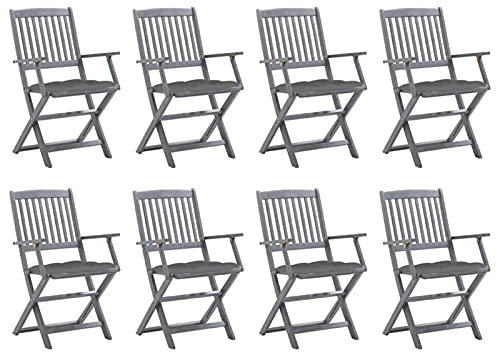 Camerina Klappbare Gartenstühle 8 STK. mit Kissen Massivholz Akazie Balkon StüHle Regiestuhl
