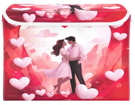 JUMBEAR Contenitori pieghevoli per San Valentino, coppie, con coperchio, in tessuto, per camera da letto, ufficio